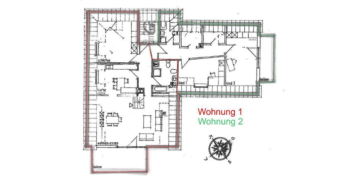 Grundriss Whg. 1 / Whg. 2